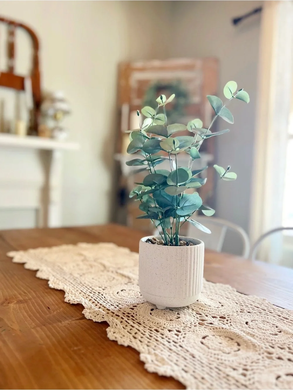 Faux Eucalyptus Plant in White Pot – Brand New Sealed